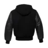 Black Varsity Jacket With Hood Back