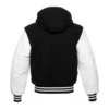 Black and White Varsity Jacket With Hood Back