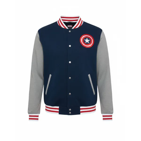 Captain America Blue Varsity Bomber Jacket Front