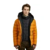 Mens Yellow Puffer Jacket with Hood Style