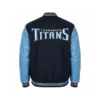 Tennessee Titans Varsity Blue Bomber Jacket Back
