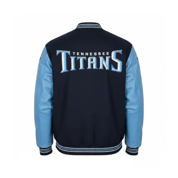 Tennessee Titans Varsity Blue Bomber Jacket Back