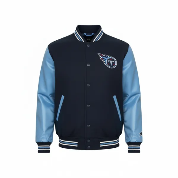 Tennessee Titans Varsity Blue Bomber Jacket Front