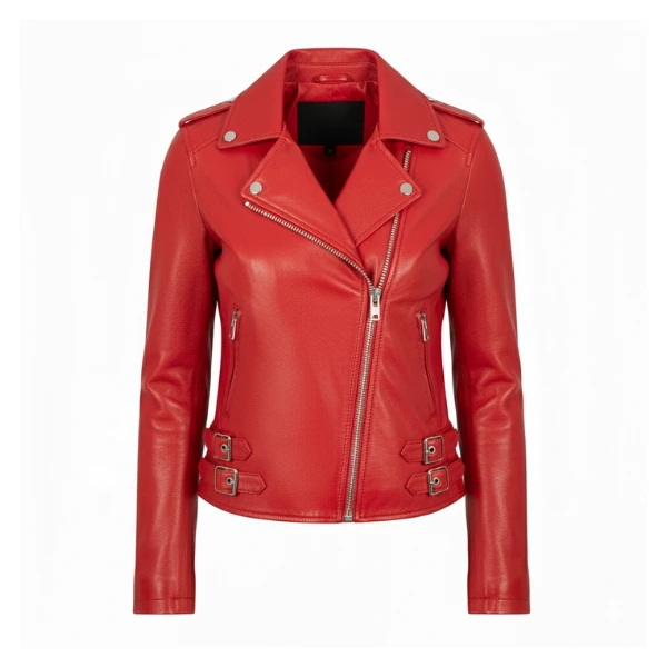 women-red-leather-biker-jacket