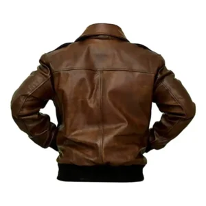 A-2 Aviator Bomber Brown Leather Jacket Back