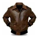 A-2 Aviator Bomber Brown Leather Jacket Front