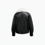 Black Leather Jacket With White Faux Fur Back
