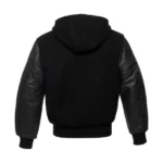 Black Varsity Jacket With Hood - Image 2