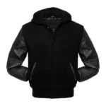 Black Varsity Jacket With Hood