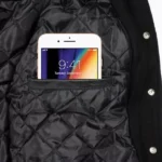Black Varsity Jacket With Hood - Image 3