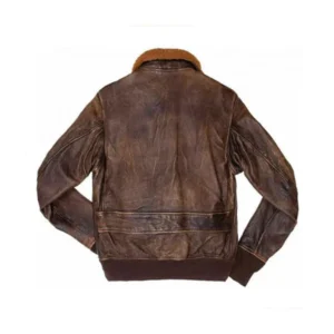 G-1 Aviator Brown Fur Collar Bomber Leather Jacket Back