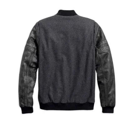 Harley Davidson Mens Grey Bomber Jacket Back