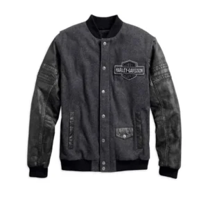 Harley Davidson Mens Grey Bomber Jacket Front