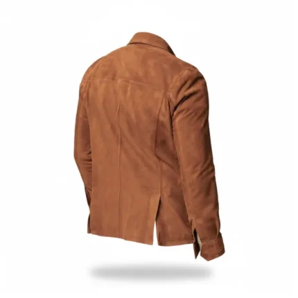 Men Brown Suede Trucker Jacket Back