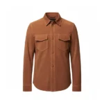 Men Brown Suede Trucker Jacket Front