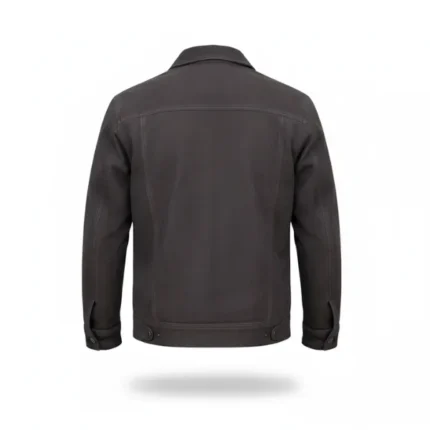 Men Grey Suede Trucker Jacket Back