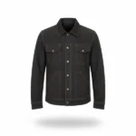 Men Grey Suede Trucker Jacket Front
