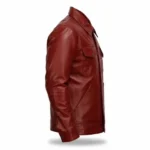 Men Maroon Leather Trucker Jacket Right