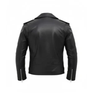 Mens Black Biker Leather Jacket Back