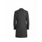 Mens Black Herringbone Single Breasted Wool Coat Back