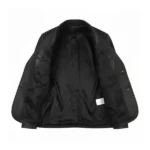 Mens Black Lambskin Leather Blazer Front Open