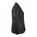 Mens Black Lambskin Leather Blazer Right