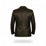 Mens Black Leather Blazer Jacket Back