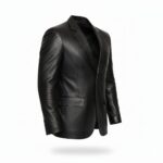 Mens Black Leather Blazer Jacket Right