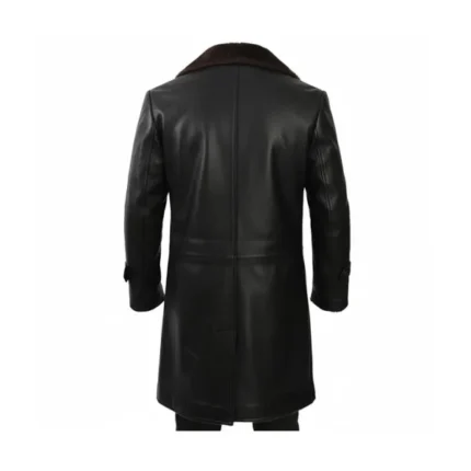 Mens Black Shearling Coat Back