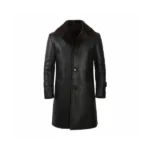 Mens Black Shearling Coat Front