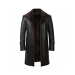 Mens Black Shearling Coat Front Open