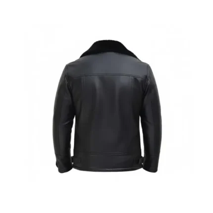 Mens Black Shearling Jacket Back