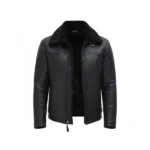 Mens Black Shearling Jacket Front