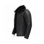 Mens Black Shearling Jacket Left