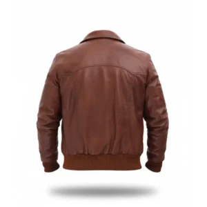 Mens Brown Distressed Bomber Leather Jacket Back