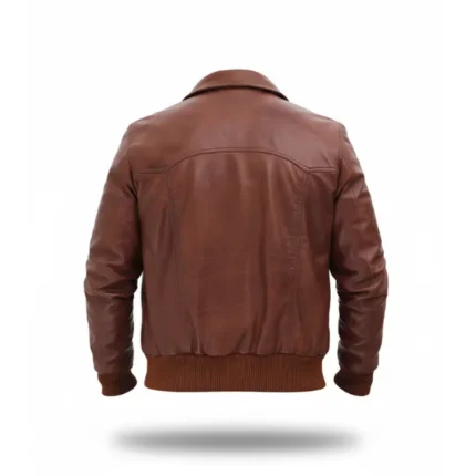 Mens Brown Distressed Bomber Leather Jacket Back