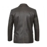 Mens Brown Leather Blazer Back