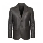 Mens Brown Leather Blazer Front