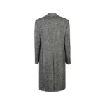 Mens Charcoal Black Double Breasted Wool Coat Back