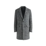 Mens Charcoal Black Single Breasted Wool Coat Front