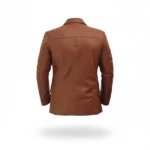 Mens Cognac Leather Blazer Back