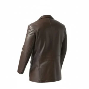 Mens Dark Brown Leather Blazer Back