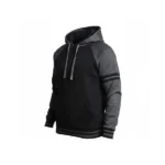 Mens Fleece Black Charcoal Hoodie Left