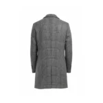 Mens Grey Single Breasted Wool Coat Back
