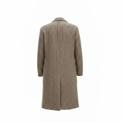 Mens Light Brown Double Breasted Wool Coat Back