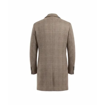 Mens Light Brown Single Breasted Wool Coat Back