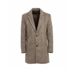 Mens Light Brown Single Breasted Wool Coat Front