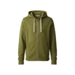Mens Moss Green Hoodie with Zipper Front