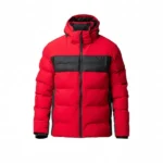 Mens Red and Black Puffer Jacket with Hood