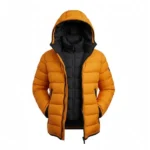 Mens Yellow Puffer Jacket with Hood